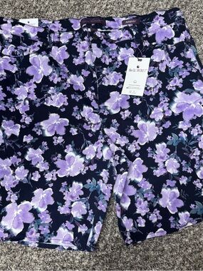 Gloria Vanderbilt Navy and Purple Floral Amanda Bermuda Shorts